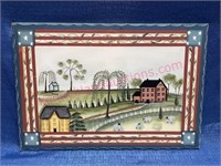 Country painted board w/sheep (13in x 20in) USA