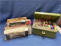 1970s Wilson green sewing box & old patterns