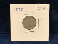 1938 Canadian silver ten cent piece