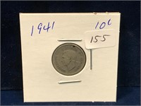 1941 Canadian silver ten cent piece
