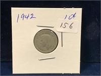 1942 Canadian silver ten cent piece