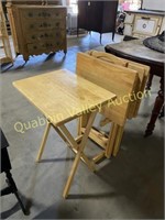 SET OF 4 WOODEN TV TRAYS