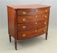 19th c. Sheraton Mahogany Bowfront Chest