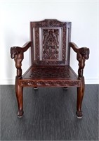 Antique Indian Carved Rosewood Chair (3 of 4)