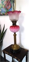 Pink Glass Antique Oil Lamp