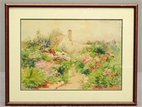 Watercolor, Landscape with Cottage