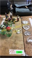 Glass dishes, jars,  figurines