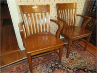 Oak wooden armed chairs