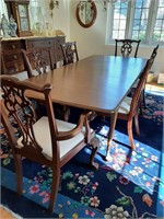 8 ELDREDGE FURNITURE CHAIRS AND DINING TABLE