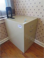 2 drawer file cabinet & contents of shelf