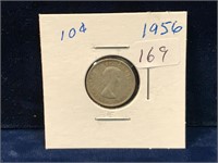 1956 Canadian silver ten cent piece