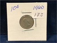 1960 Canadian silver ten cent piece