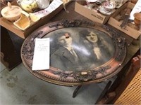 Antique Oval Picture and Frame