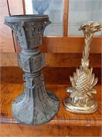 BRASS PINEAPPLE DOOR STOP AND ASAIN CANDLE HOLDER