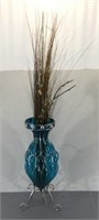 Large Blown Glass Vase in Wire-form