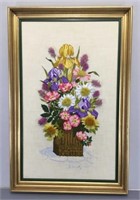 Needle-Art Floral Panel -Vintage