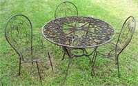 Vintage Iron Table w/ 3 Chairs 36" x 27 1/2"