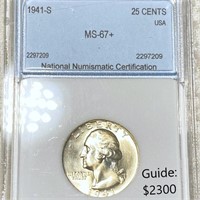 1941-S Washington Silver Quarter NNC - MS67+