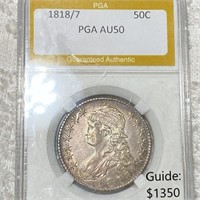 1818/7 Capped Bust Half Dollar PGA - AU50