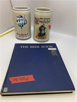 2 Oktoberfest Beer Steins and Beer Book