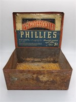 Vintage Metal Phillies 5 Cent Cigar Box