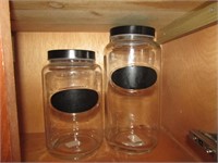 2 Glass Storage Jars w/ Lids Taller is 12" T