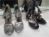 2 Pairs Of Heels. Gray Is 7 1/2. Black is Size 7