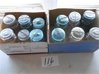 Ball canning jars w/ bail lids, green, 2 boxes