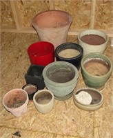 Stone/Ceramic Plant Pots. Larger is 1' T