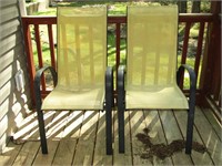 2 Yellow Outdoor Chairs Seat Height is 16"