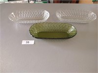 (3) Oval Glass Bowls