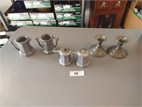 Metal Sugar & Creamer, Salt & Pepper, +