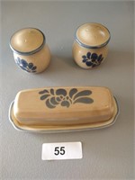 Pfaltzgraff Butter Dish & Salt & Pepper Shakers