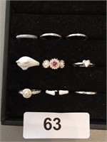 (9) Costume Jewelry Rings