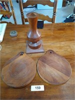 Wood Candle Stick Holder & Wooden Hot Pads