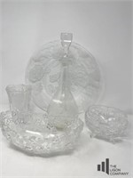Collection of Glass Pieces with Floral Motif