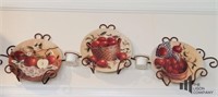 3 Decorative Plates with Wall Hanging Rack