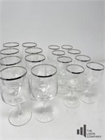 Silver Rimmed Red and White Wine Glasses