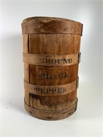 Vintage wooden spice storage container w/ lid