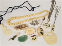 Scrimshaw & other carved jewelry