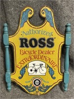 Hand painted bike sign. “ROSS Authorized Bicycle