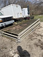 Four 10 ft  sections of shore dock aluminum.