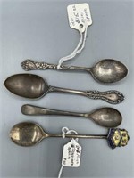 Set of four mini spoons one handle stamped James