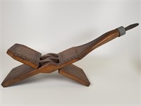 Carved wood folding stand