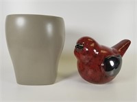 Pottery bird & Umbra vase
