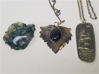 Jorgen Jensen pewter & silver leaf pendants