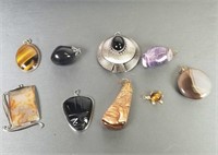 Polished semi-precious stone pendants