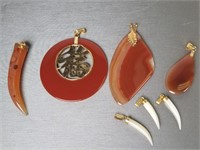 Semi-precious stone & mop pendants