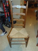 Primitive ladder back chair w/rush seat