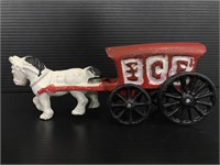 Vintage cast iron horse and ice wagon